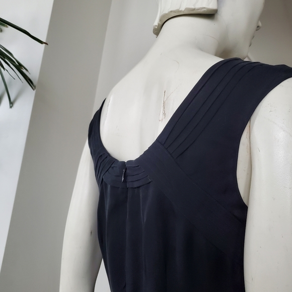 Black Silk Dress with Pleat Details - Picture 7 of 11